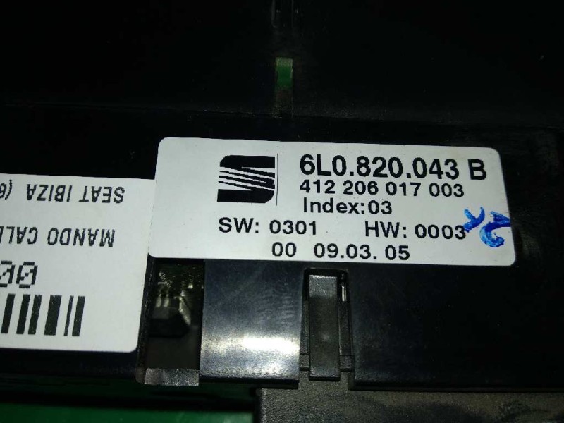 Recambio de mando climatizador para seat ibiza (6l1) sport referencia OEM IAM 6L0820043B  VDO