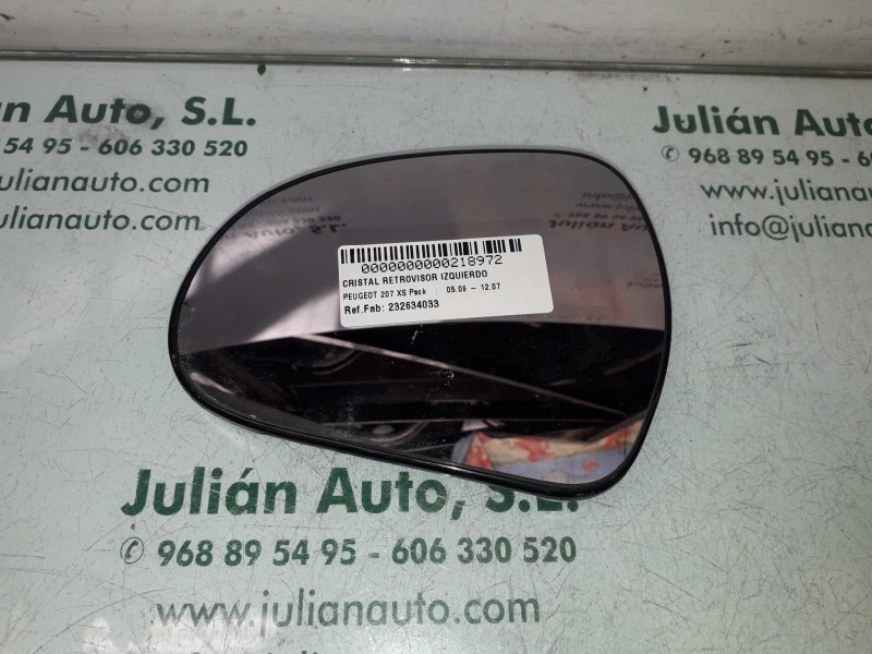 Recambio de cristal retrovisor izquierdo para peugeot 207 xs pack referencia OEM IAM 232634033  TERMICO