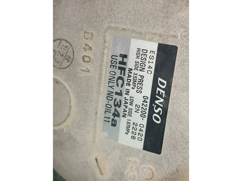 Recambio de compresor aire acondicionado para toyota auris hybrid active referencia OEM IAM 0422000420 ES14C DENSO