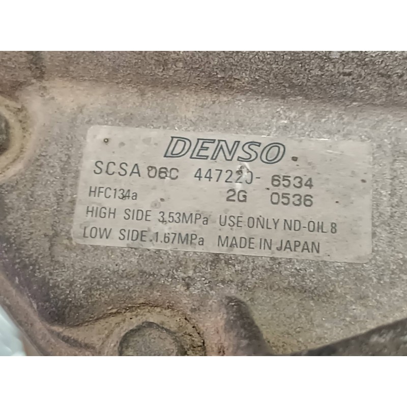 Recambio de compresor aire acondicionado para toyota yaris (ncp1/nlp1/scp1) 1.4 d-4d expo referencia OEM IAM 4472206534 SCSA06C 