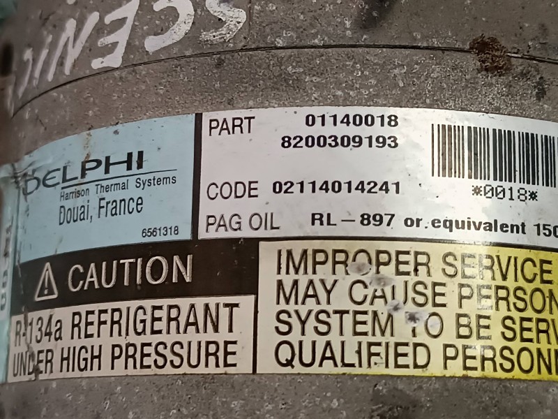 Recambio de compresor aire acondicionado para renault scenic ii confort authentique referencia OEM IAM 8200309193  DELPHI