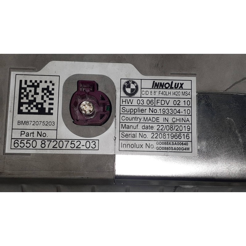 Recambio de pantalla multifuncion para bmw serie 1 lim. (f40) 118i referencia OEM IAM 19330410 GD088ASA00640 NAVEGACION