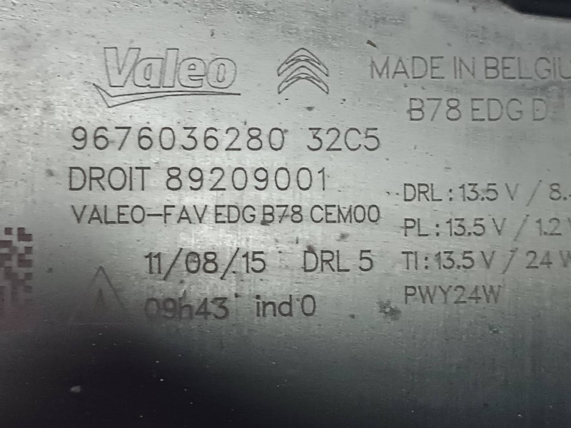 Recambio de piloto delantero derecho para citroen c4 picasso feel referencia OEM IAM 9676036280  VALEO