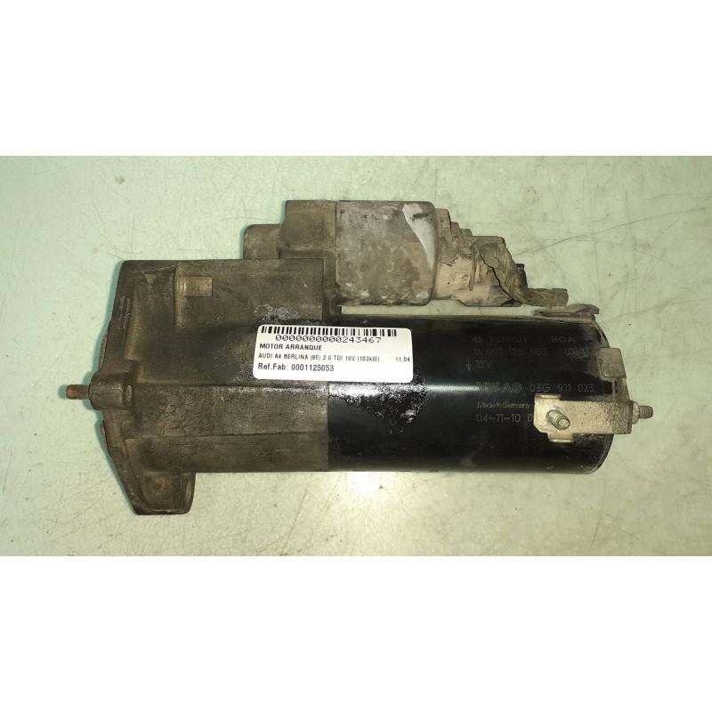 Recambio de motor arranque para audi a4 berlina (8e) 2.0 tdi 16v (103kw) referencia OEM IAM 0001125053 03G911023 BOSCH