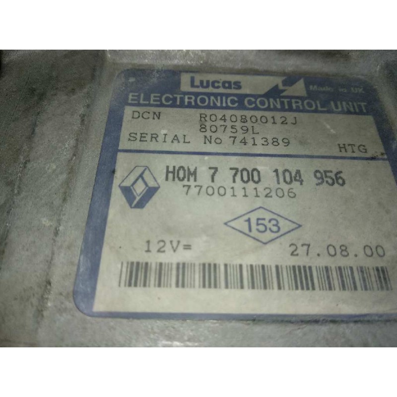 Recambio de centralita motor uce para renault kangoo (f/kc0) alize referencia OEM IAM 7700111206 7700104956 KIT - LUCAS