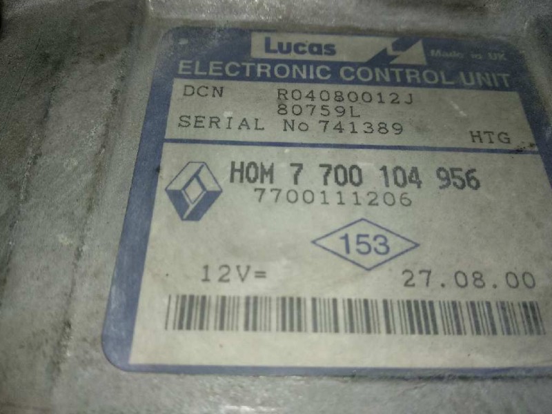 Recambio de centralita motor uce para renault kangoo (f/kc0) alize referencia OEM IAM 7700111206 7700104956 KIT - LUCAS