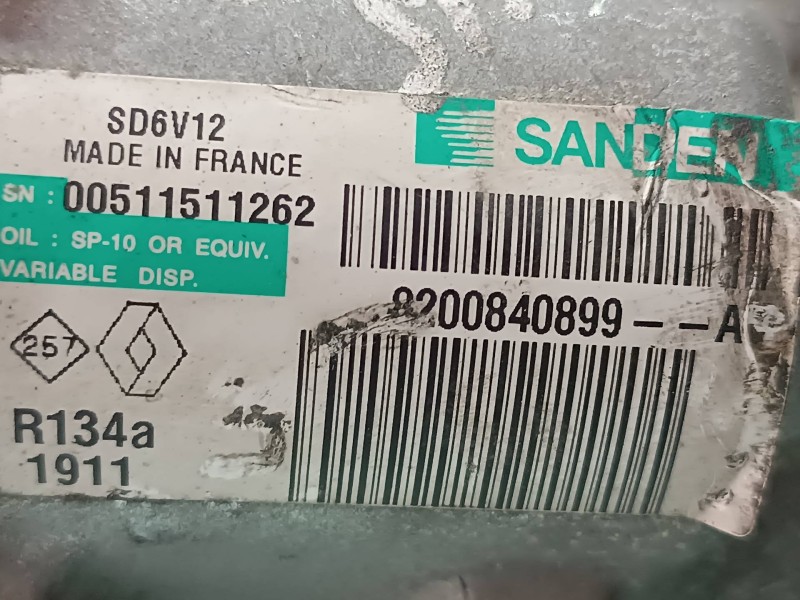 Recambio de compresor aire acondicionado para dacia sandero básico referencia OEM IAM 8200840899 SD6VDCF SANDEN