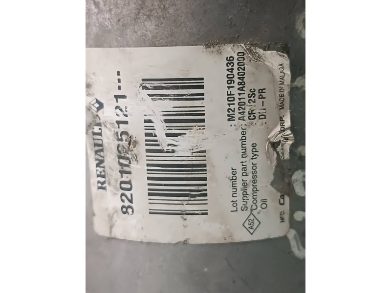 Recambio de compresor aire acondicionado para renault fluence dynamique referencia OEM IAM 8201025121 CR12SC CONECTOR 2 PINES