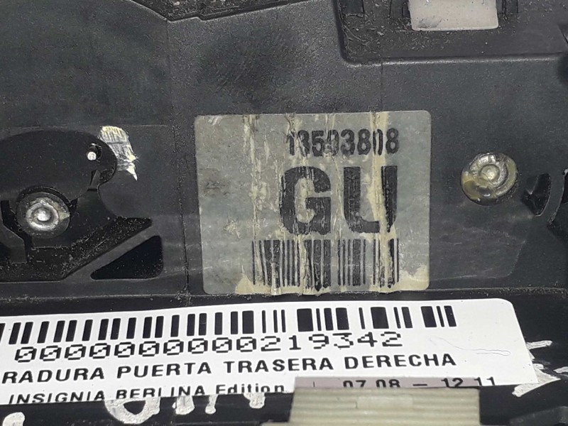 Recambio de cerradura puerta trasera derecha para opel insignia berlina edition referencia OEM IAM 3023880 10D211 4+2 PINES