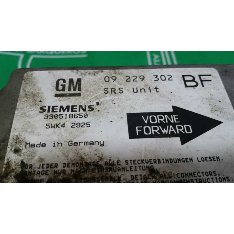 Recambio de centralita airbag para opel astra g berlina club referencia OEM IAM 09229302BF 330518650 5WK42925