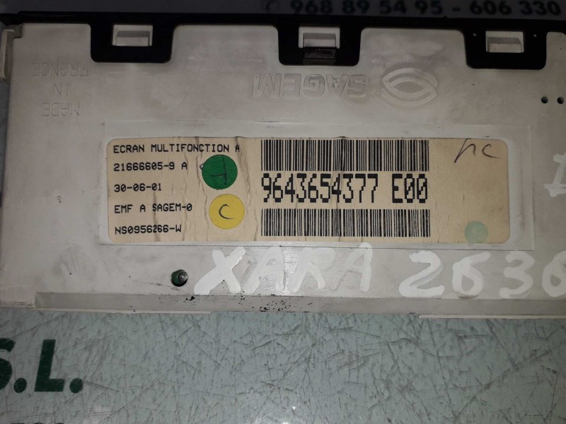 Recambio de pantalla multifuncion para citroen xsara berlina 1.9 d sx referencia OEM IAM 9643654377  