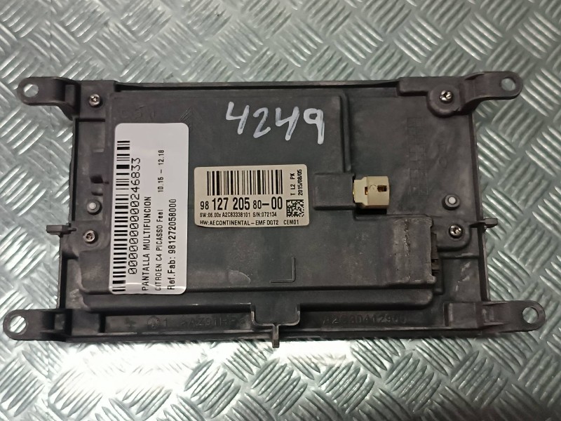 Recambio de pantalla multifuncion para citroen c4 picasso feel referencia OEM IAM 9812720580 A2C83338101 CONTINENTAL