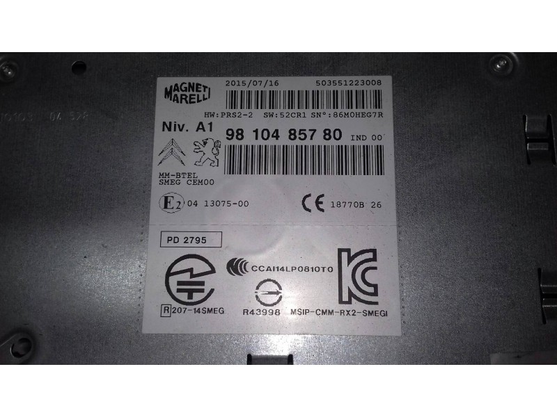 Recambio de sistema audio / radio cd para citroen c4 picasso feel referencia OEM IAM 9810485780  MAGNETI MARELLI