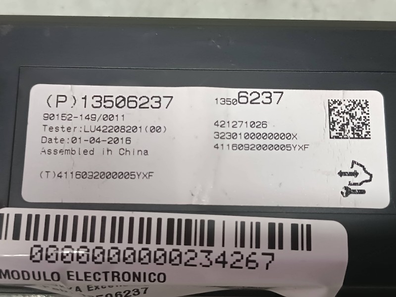 Recambio de modulo electronico para opel mokka excellence referencia OEM IAM 13506237 901521490011 