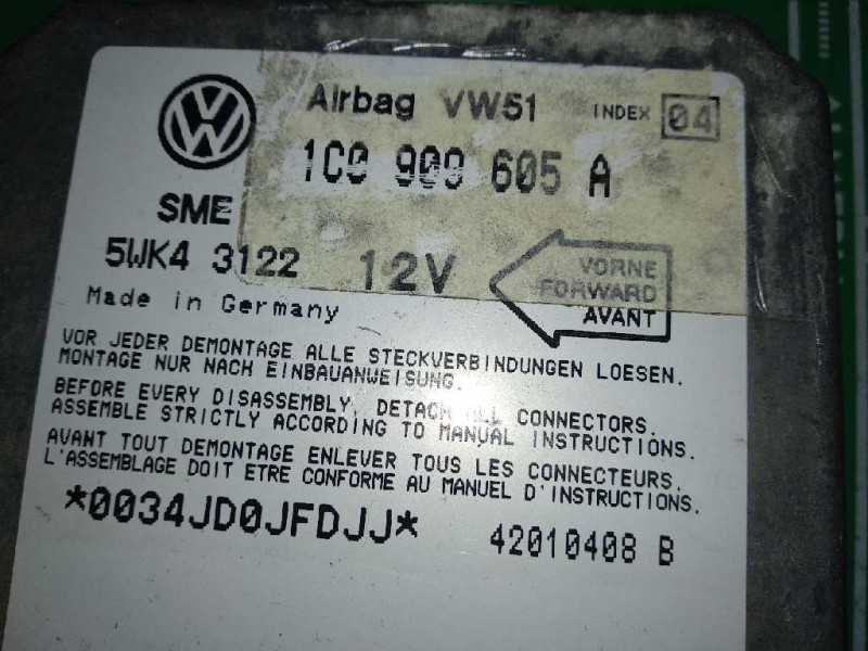 Recambio de centralita airbag para volkswagen bora berlina (1j2) highline referencia OEM IAM 1C0909605A 5WK43122 