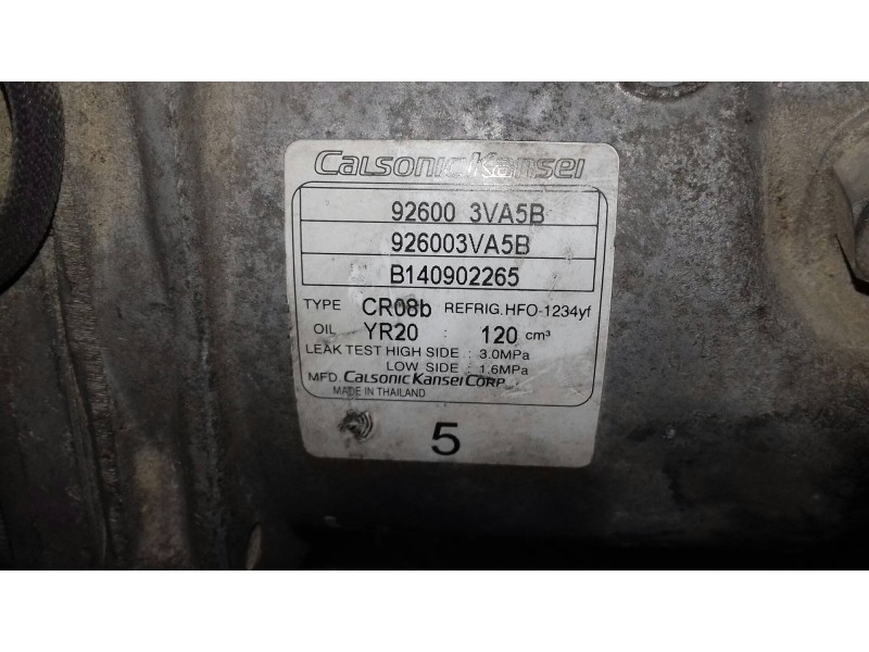 Recambio de compresor aire acondicionado para nissan note acenta referencia OEM IAM 926003VA5B CR08B CALSONIC