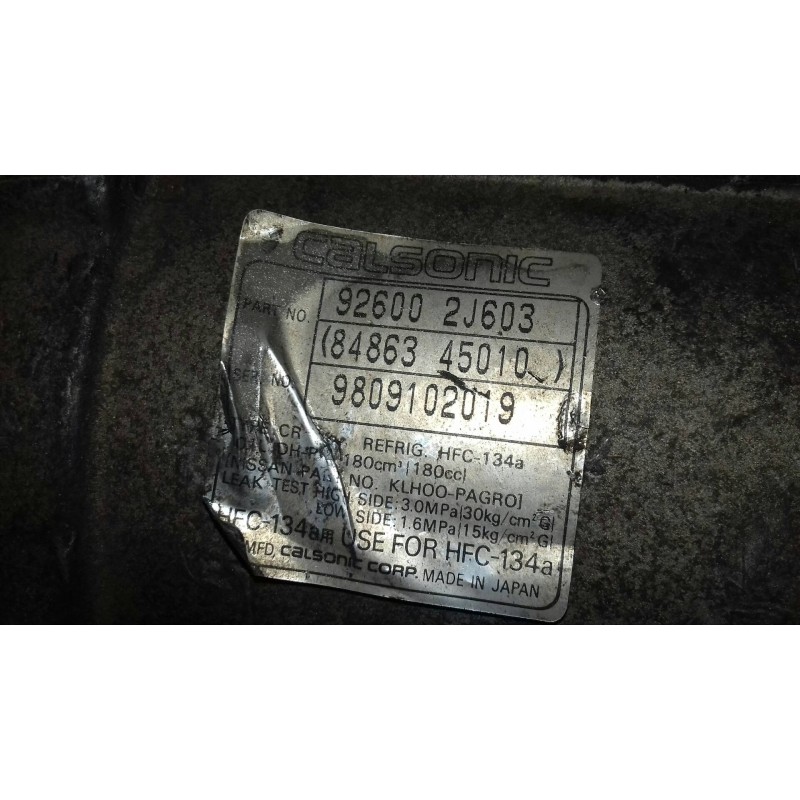 Recambio de compresor aire acondicionado para nissan primera berlina (p11) 2.0 navigation referencia OEM IAM 926002J603  CALSONI
