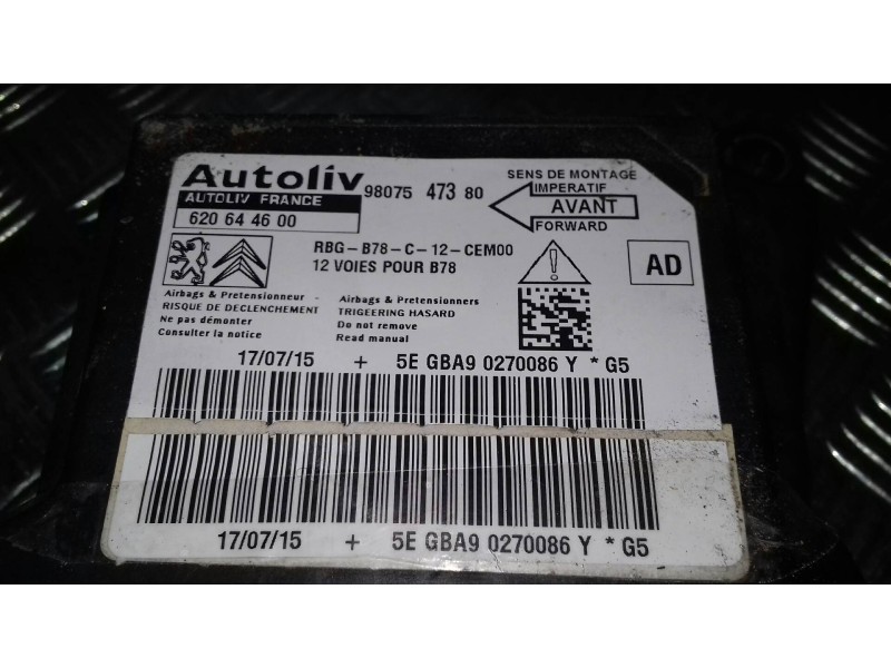 Recambio de centralita airbag para citroen c4 picasso feel referencia OEM IAM 9807547380 620644600 AUTOLIV