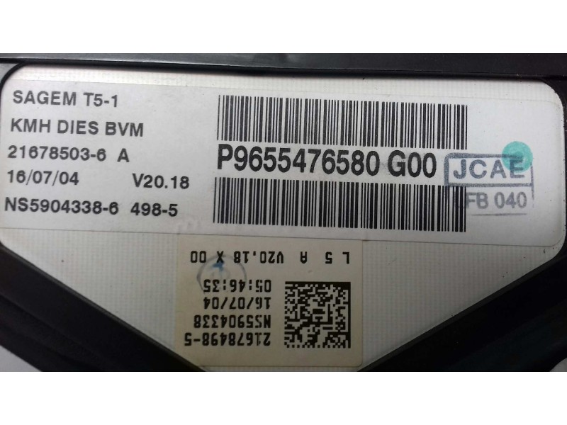 Recambio de cuadro instrumentos para peugeot 307 (s1) xt referencia OEM IAM 9655476580G  