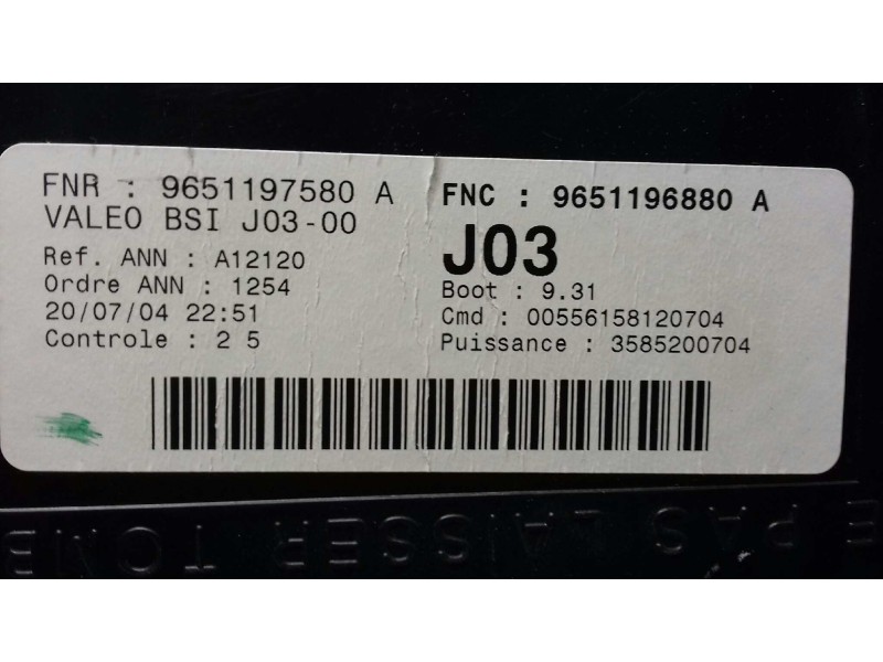 Recambio de centralita motor uce para peugeot 307 (s1) xt referencia OEM IAM 9651128880 0281011627 KIT - BOSCH