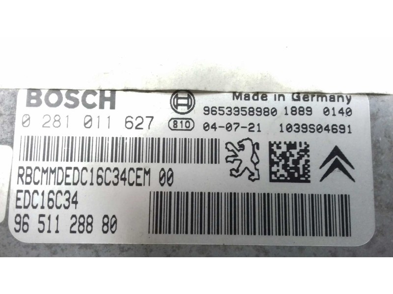 Recambio de centralita motor uce para peugeot 307 (s1) xt referencia OEM IAM 9651128880 0281011627 KIT - BOSCH
