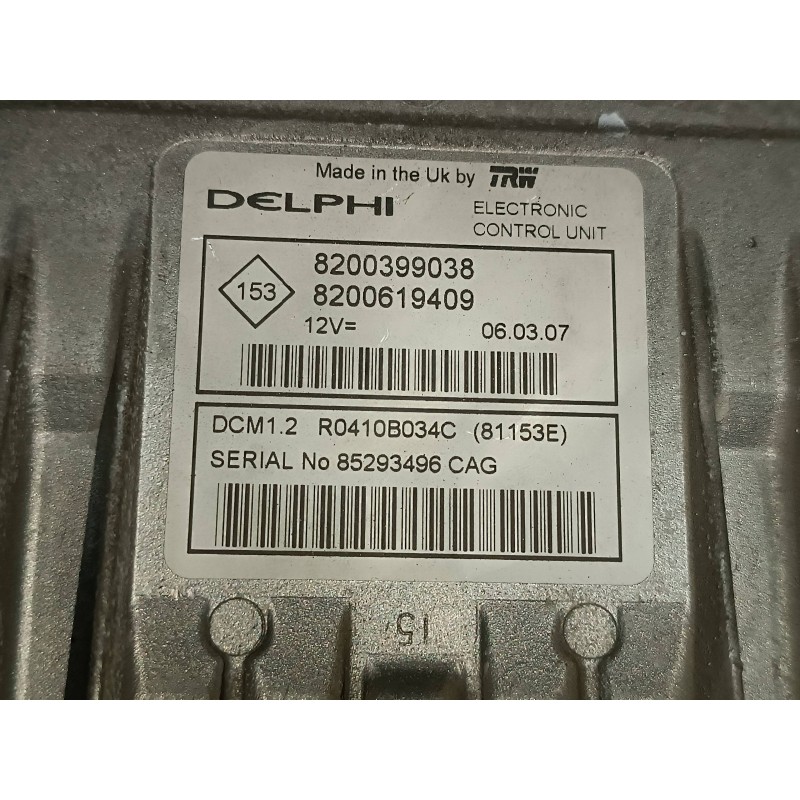 Recambio de centralita motor uce para renault clio iii confort dynamique referencia OEM IAM 8200399038 8200619409 DELPHI