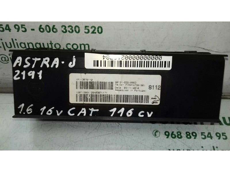 Recambio de centralita aire acondicionado para opel astra j lim. enjoy referencia OEM IAM 13578112 90151632 