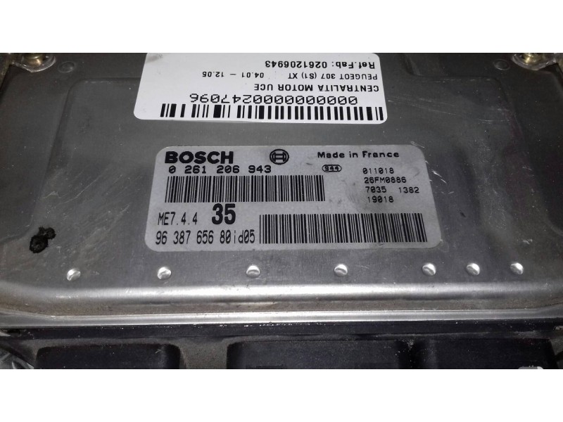 Recambio de centralita motor uce para peugeot 307 (s1) xt referencia OEM IAM 9638765680 0261206943 BOSCH