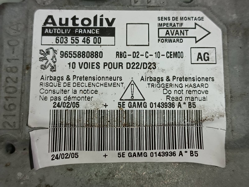 Recambio de centralita airbag para peugeot 407 st confort referencia OEM IAM 9655880880 603554600 AUTOLIV