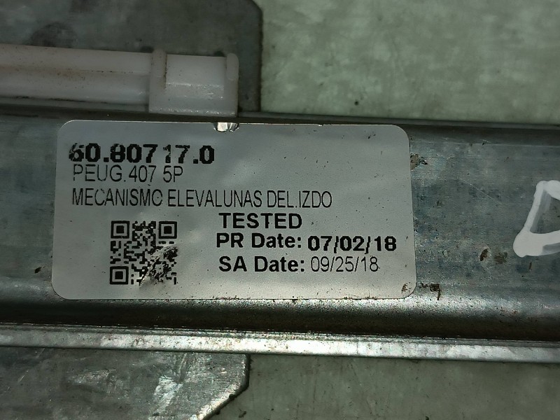 Recambio de elevalunas delantero izquierdo para peugeot 407 st confort referencia OEM IAM 60807170  ELECTRICO
