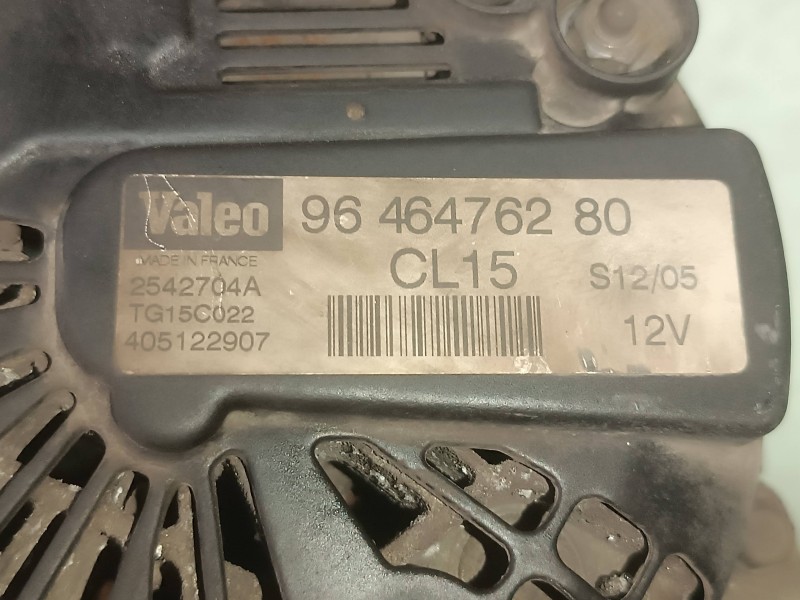 Recambio de alternador para citroen c3 hdi 70 furio referencia OEM IAM 9646476280 VALEO CL15