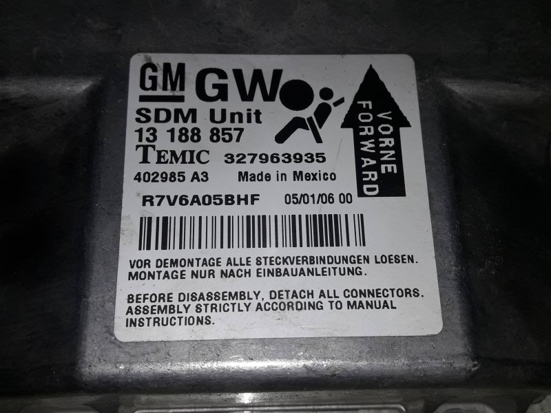 Recambio de centralita airbag para opel astra h ber. cosmo referencia OEM IAM 13188857 327963935 TEMIC