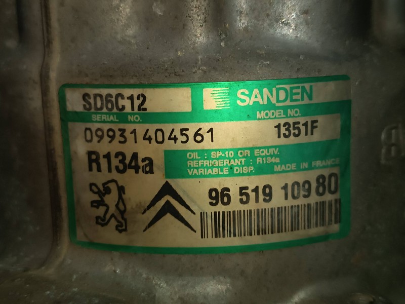 Recambio de compresor aire acondicionado para peugeot 307 cc (s1) 1.6 referencia OEM IAM 9651910980 SD6C12 SANDEN