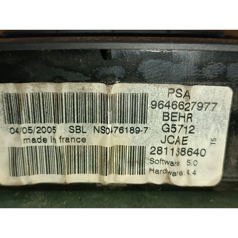 Recambio de mando climatizador para peugeot 307 cc (s1) 1.6 referencia OEM IAM 9646627977 281138640 JOHNSON CONTROLS