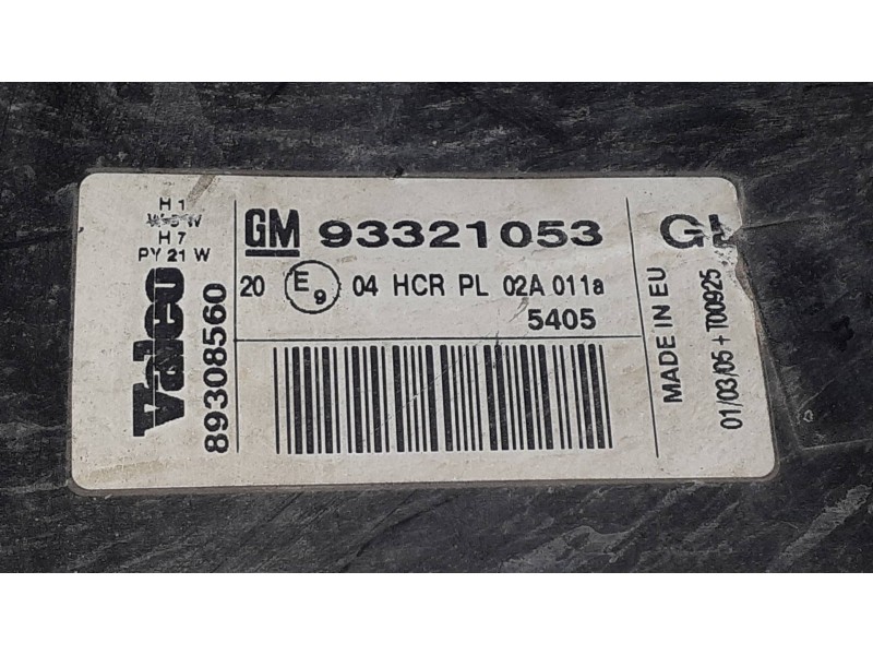 Recambio de faro derecho para opel meriva enjoy referencia OEM IAM 93321053  89308560