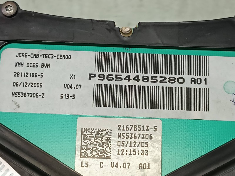 Recambio de cuadro instrumentos para peugeot 307 berlina (s2) xs referencia OEM IAM 9654485280 216785135 SAGEM