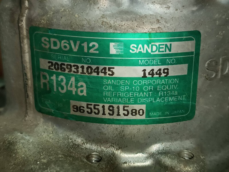 Recambio de compresor aire acondicionado para peugeot 206 berlina xt referencia OEM IAM 9655191580 SD6V12 SANDEN