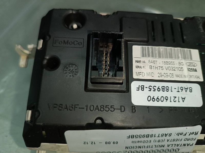 Recambio de pantalla multifuncion para ford fiesta (cb1) econetic referencia OEM IAM 8A6T18B955BF A12160990 FOMOCO