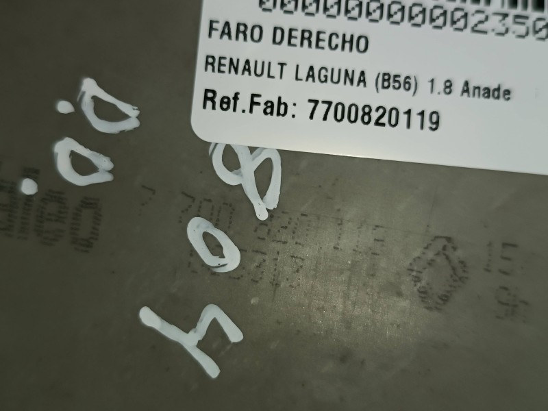 Recambio de faro derecho para renault laguna (b56) 1.8 anade referencia OEM IAM 7700820119  VALEO