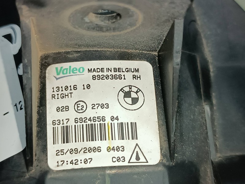 Recambio de faro antiniebla derecho para bmw serie 1 berlina (e81/e87) 120d referencia OEM IAM 63176924656 89203661 VALEO