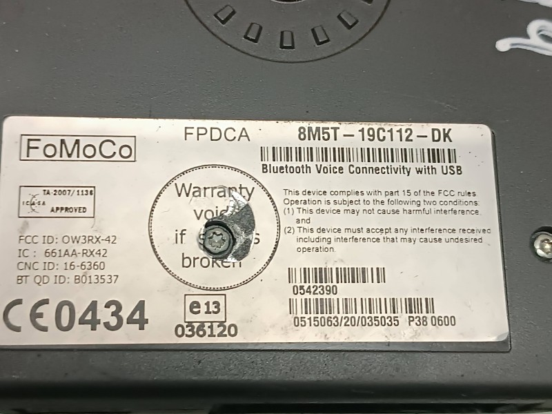 Recambio de modulo electronico para ford fiesta (cb1) econetic referencia OEM IAM 8M5T19C112DK  BLUETOOTH