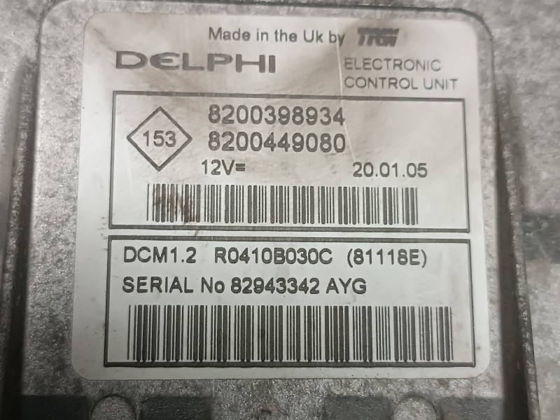 Recambio de centralita motor uce para renault modus confort dynamique referencia OEM IAM 8200398934 8200449080 DELPHI