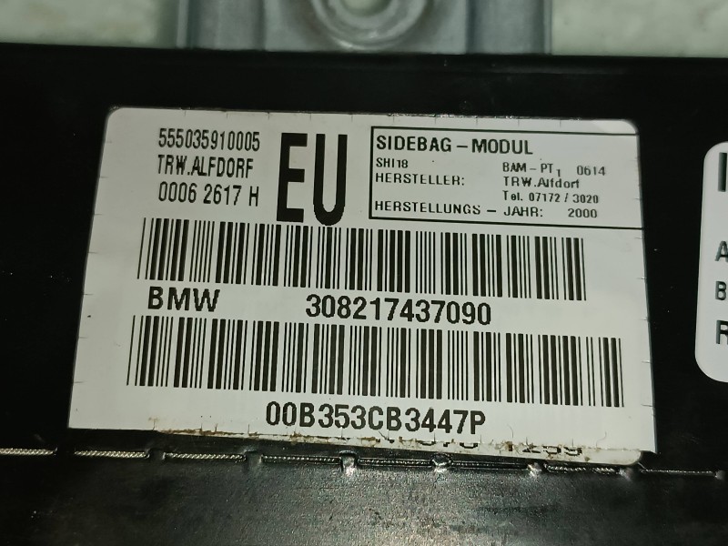 Recambio de airbag lateral delantero izquierdo para bmw serie 3 berlina (e46) 318i referencia OEM IAM 308217437090 00062617H TRW