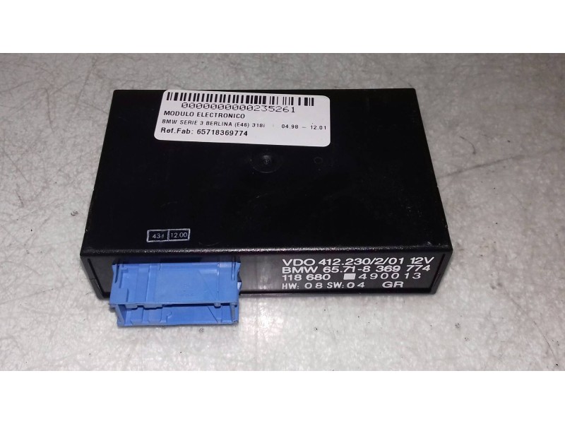 Recambio de modulo electronico para bmw serie 3 berlina (e46) 318i referencia OEM IAM 65718369774 412230201 118680