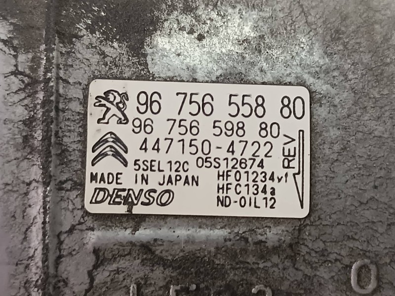 Recambio de compresor aire acondicionado para citroen c4 picasso feel referencia OEM IAM 9675655880 4471504722 DENSO