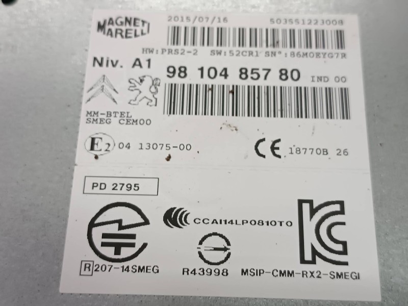 Recambio de sistema audio / radio cd para citroen c4 picasso feel referencia OEM IAM 9810485780  MAGNETI MARELLI