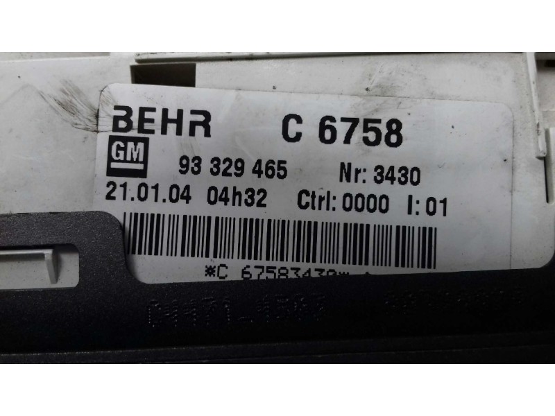 Recambio de mando calefaccion / aire acondicionado para opel meriva cosmo referencia OEM IAM 93329465 90329828 BEHR