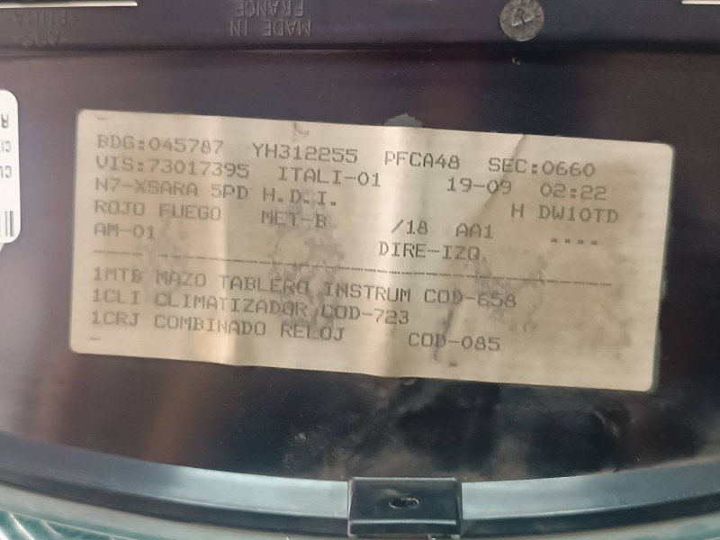 Recambio de cuadro instrumentos para citroen xsara berlina 2.0 hdi sx (66kw) referencia OEM IAM 9639708580 216530840 