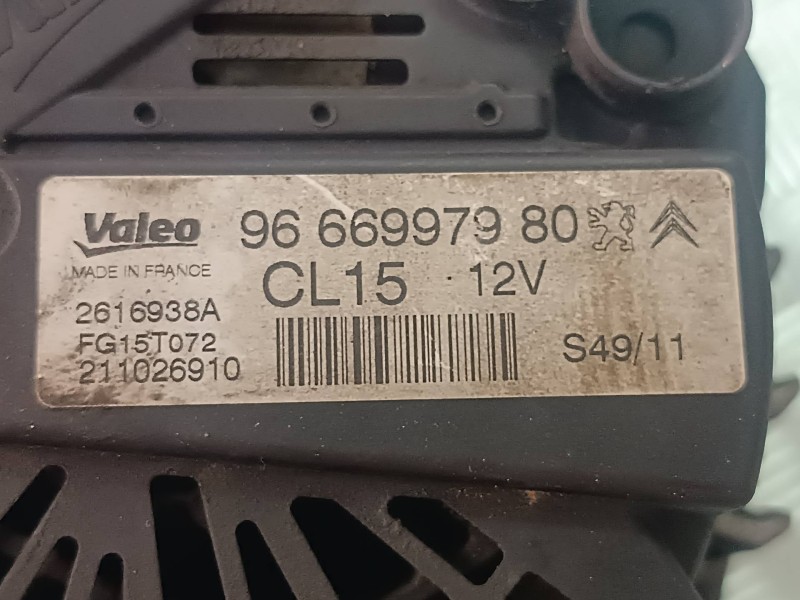 Recambio de alternador para citroen c4 picasso sx referencia OEM IAM 9666997980 CL15 VALEO