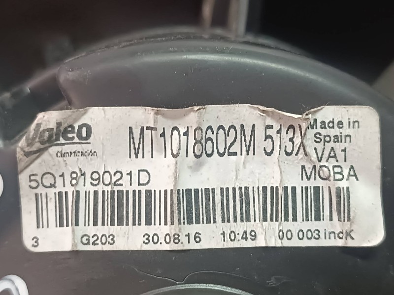 Recambio de ventilador calefaccion para seat leon (5f1) reference referencia OEM IAM 5Q1819021D 5Q0907521C VALEO
